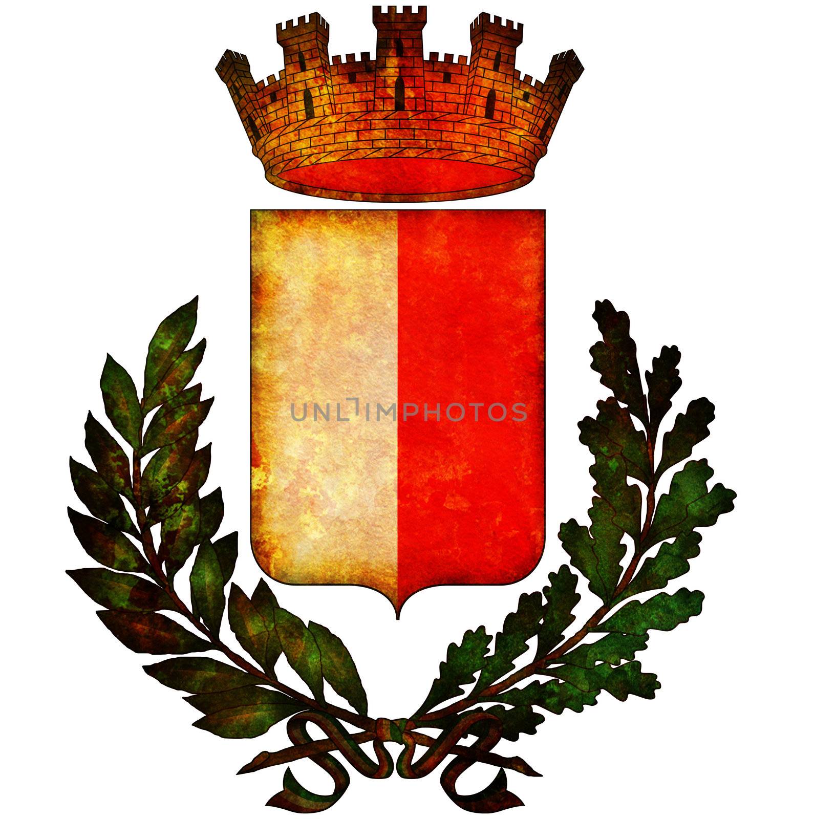 old vintage isolated over white coat of arms of bari in italy