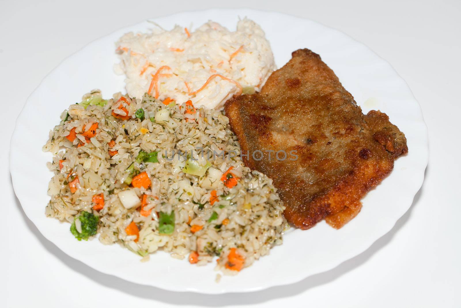 Brown rice with fisch and vegetable 