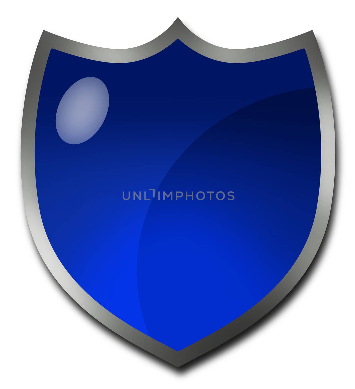 Blue badge or crest-shaped button against white