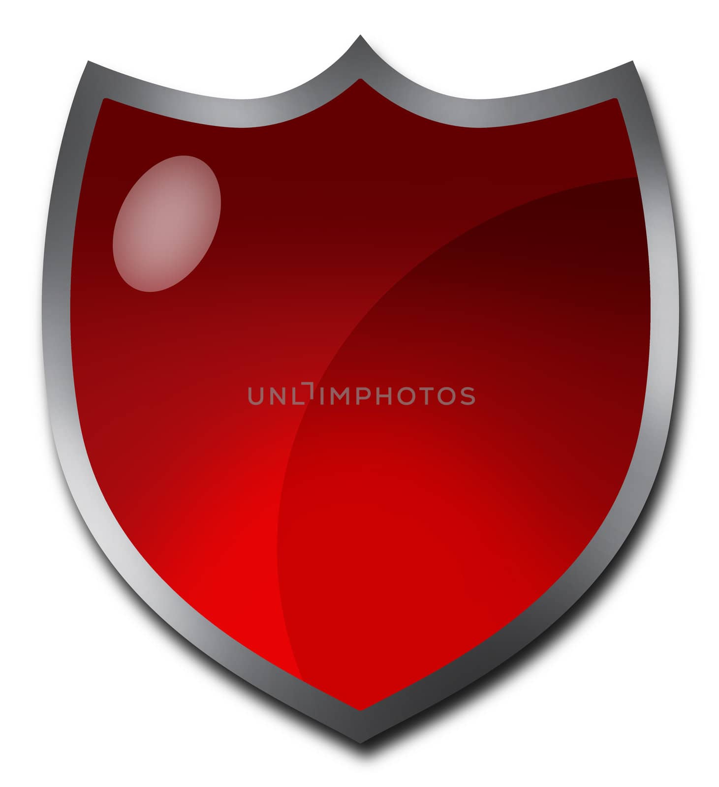 Red badge or crest-shaped button against white