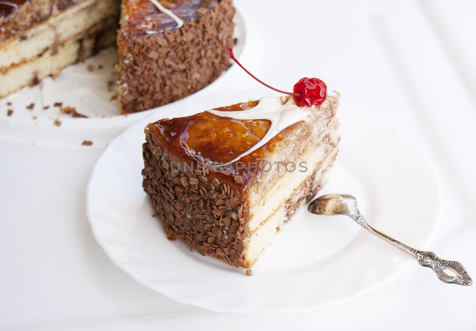 Sweet appetizing fresh torte. Holiday concept