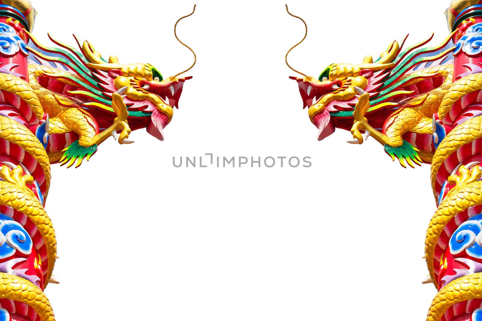 dragon statue on white background