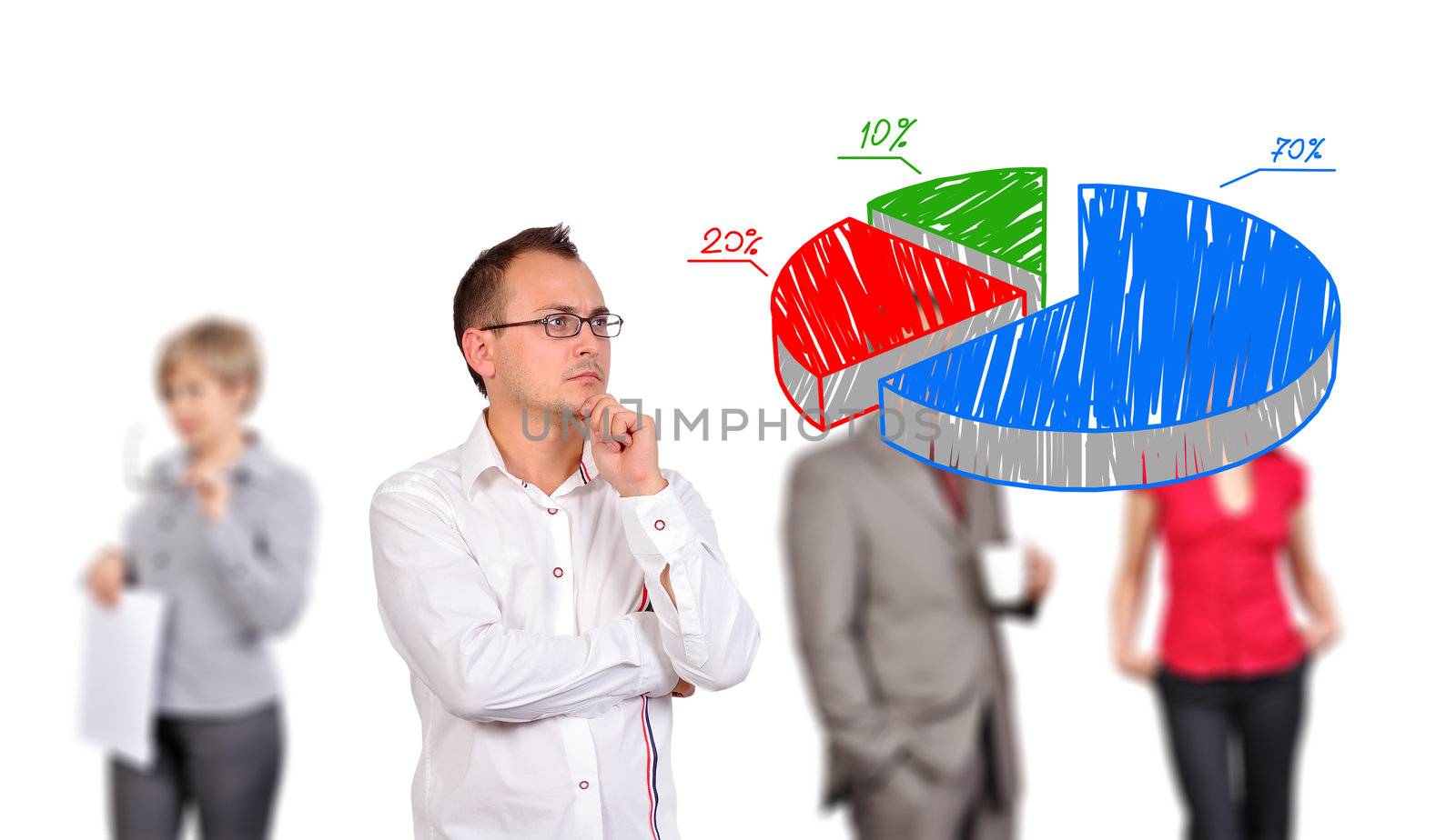 man looking at pie chart by vetkit