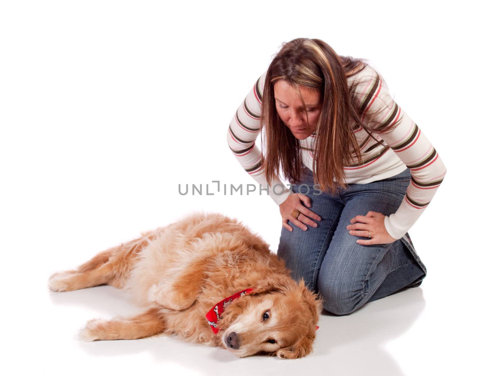 Young woman with her golden retriever by Talanis