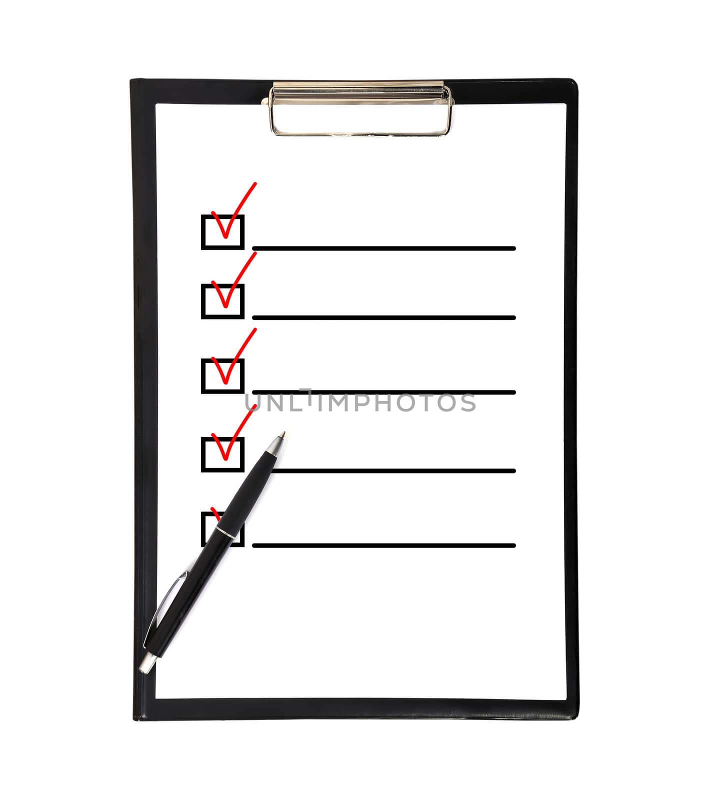 clipboard with checklist  on white background