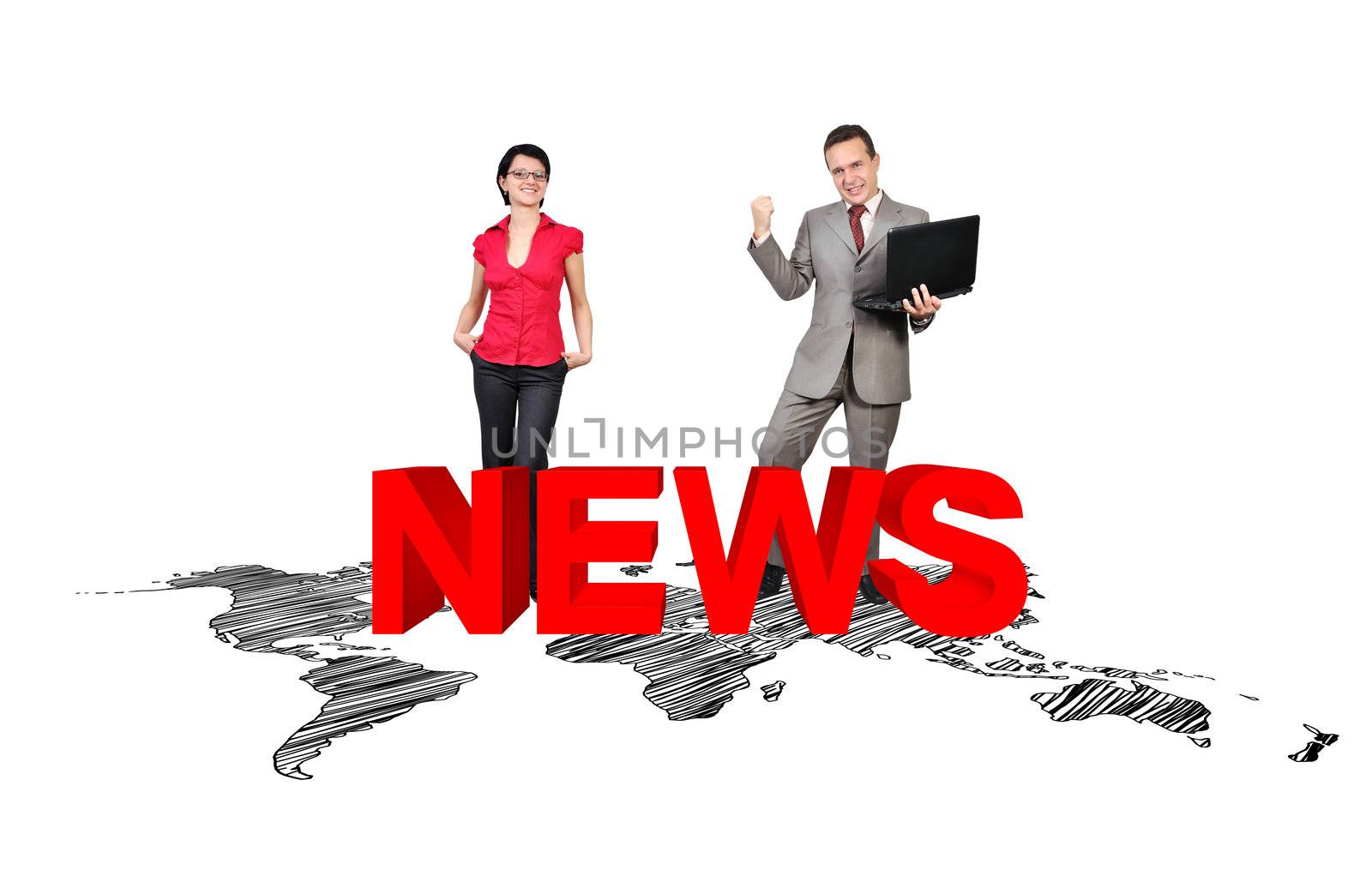 woman and men, news concept