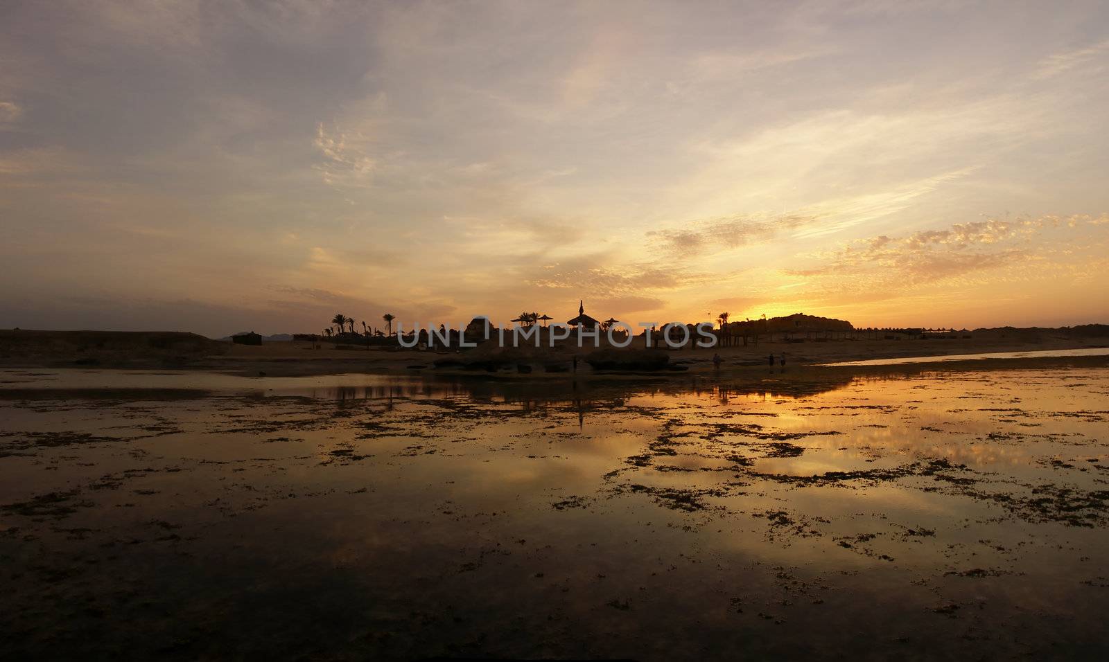 Sunset on Egyptian resort beach