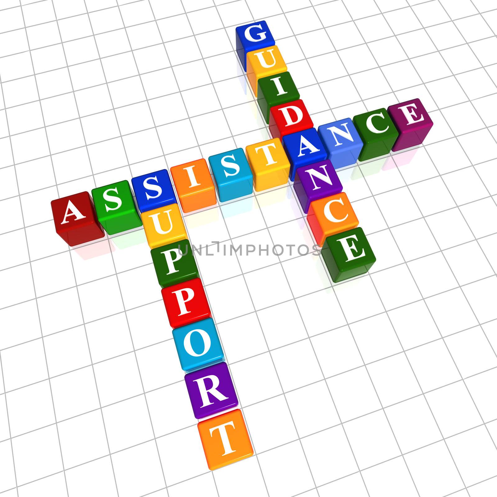 assistance, support, guidance in color cubes crossword by marinini