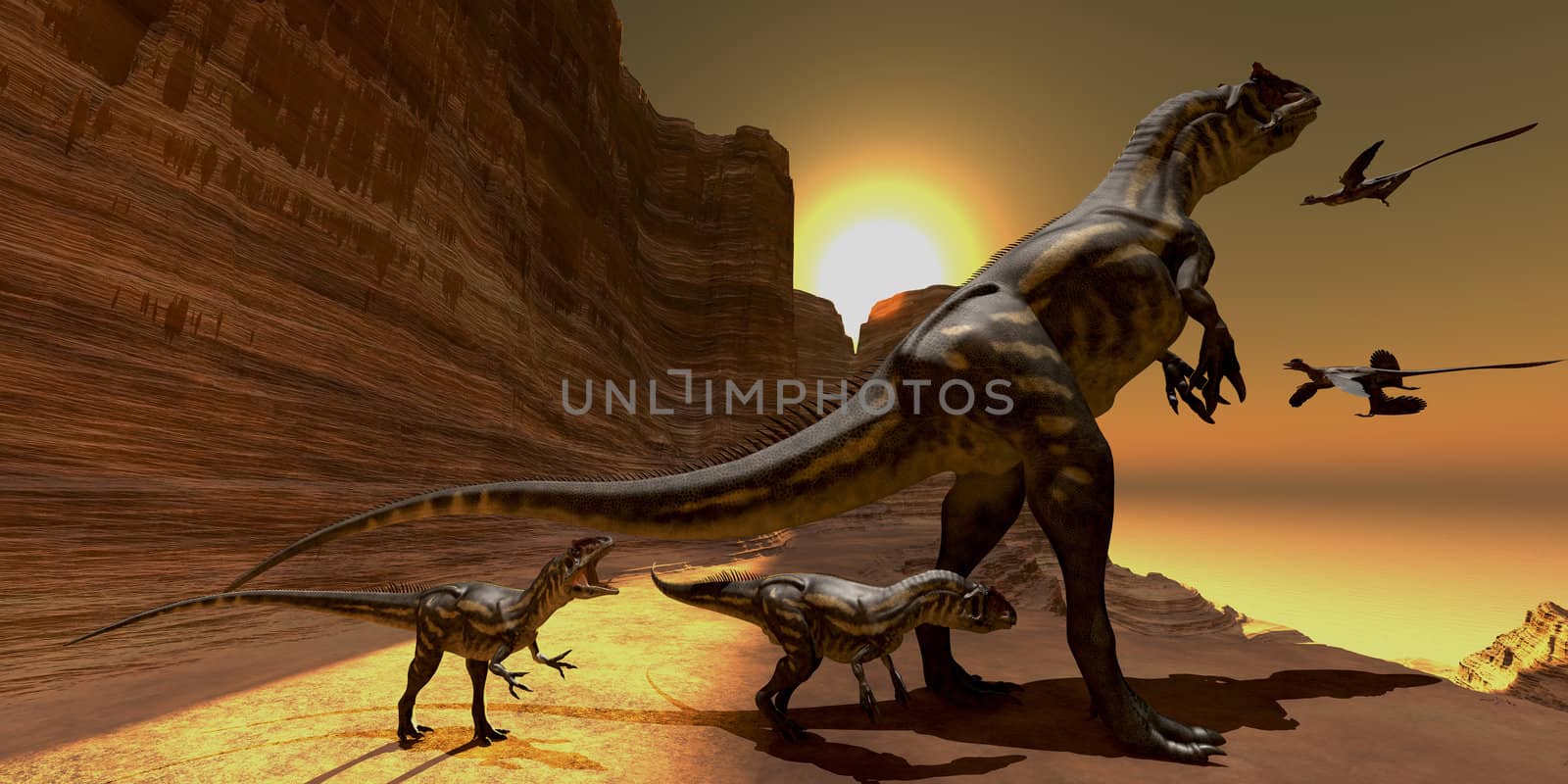 Allosaurus at Sunset by Catmando