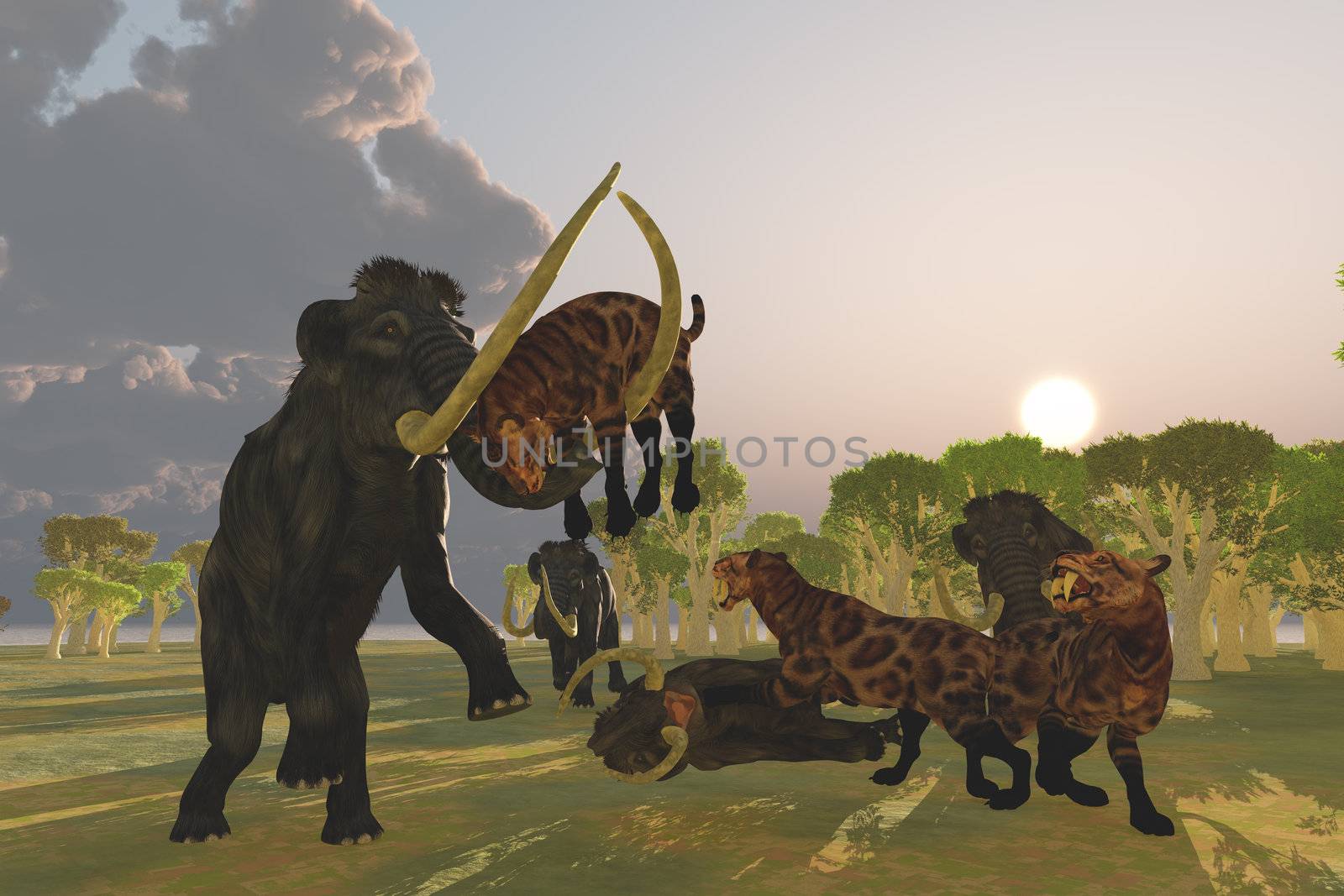 Mammoth and Saber Tooth Cat by Catmando