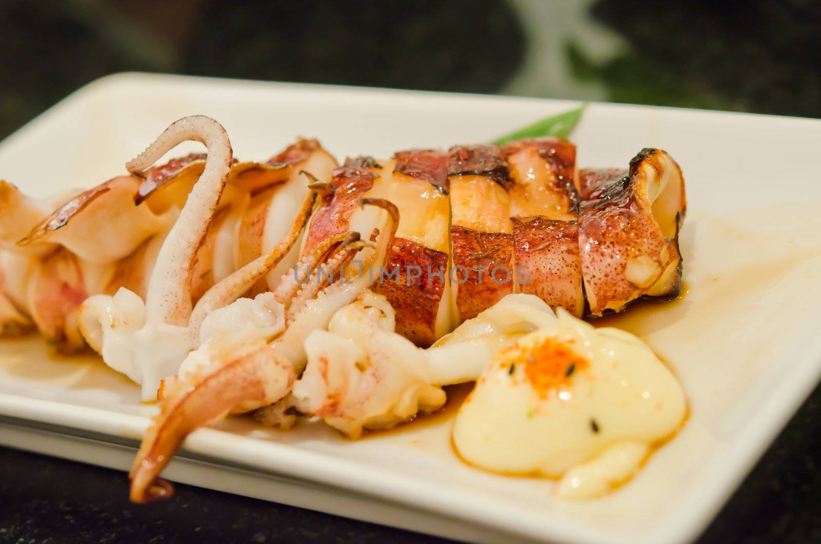 deep fried squid, Japanese food  (ika teriyaki)