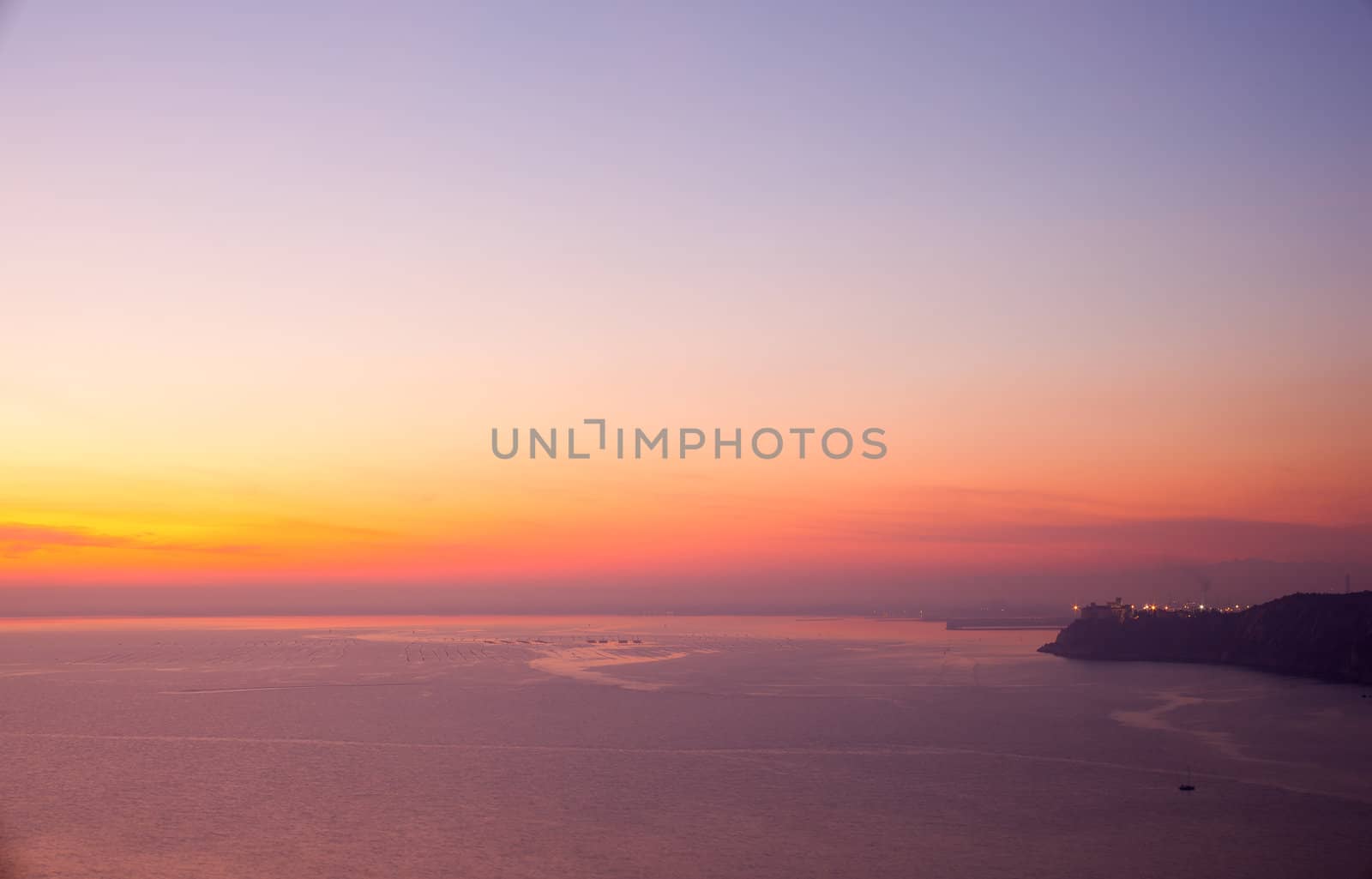 View of sunset in the Trieste sea