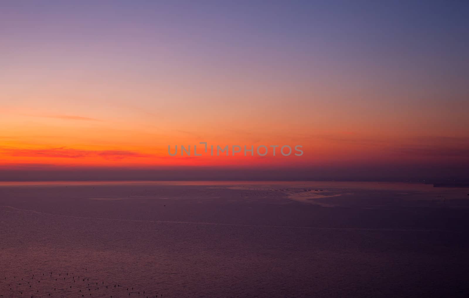 View of sunset in the Trieste sea