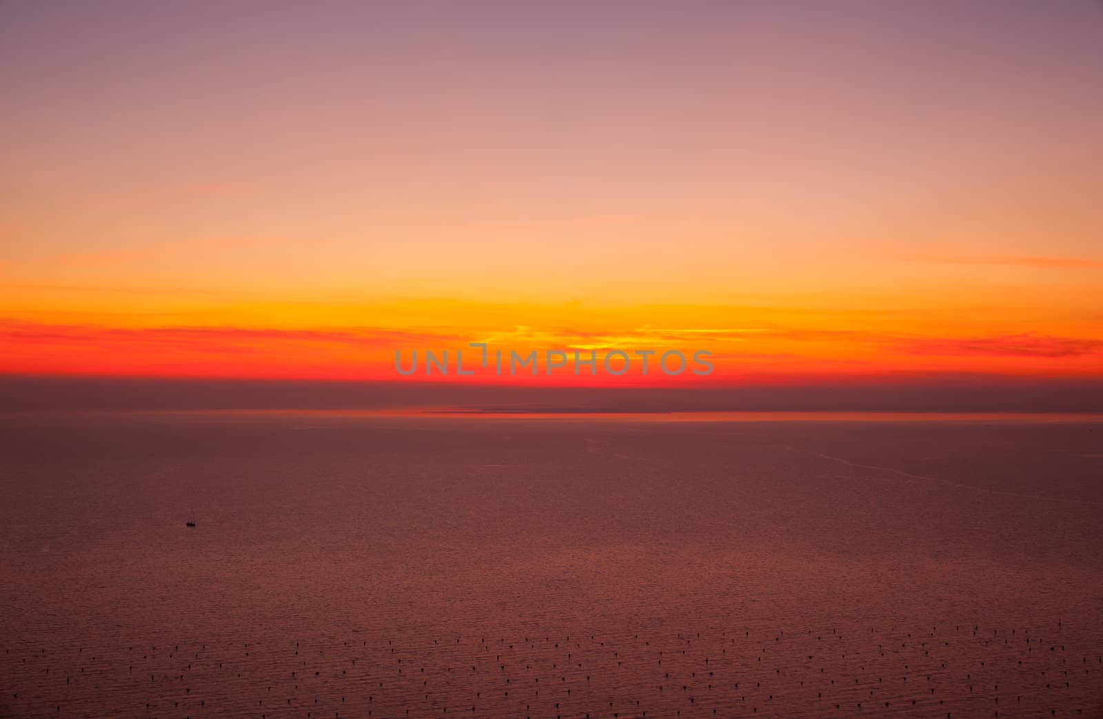 View of sunset in the Trieste sea