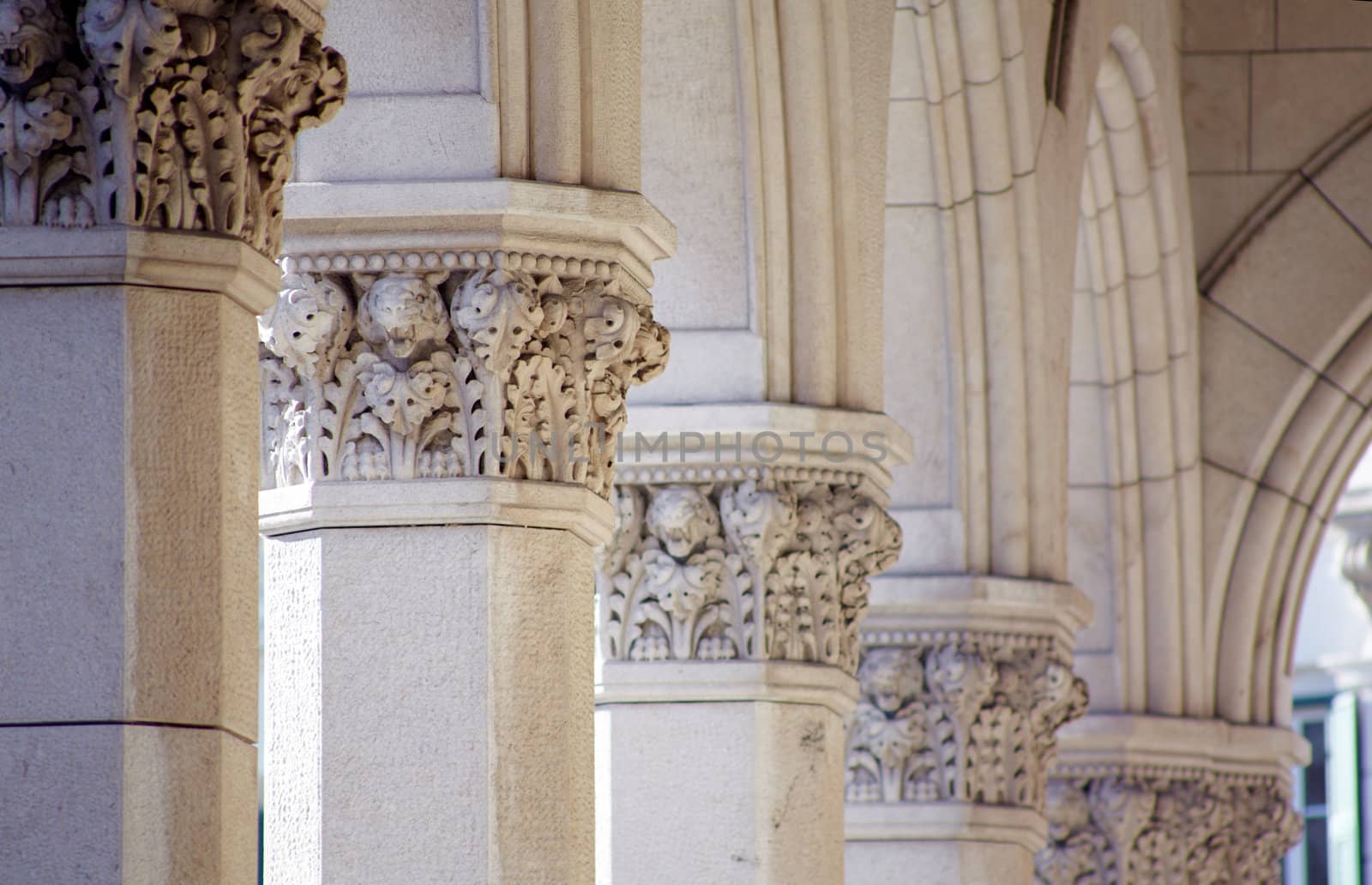 Detail of columns of the Trieste building