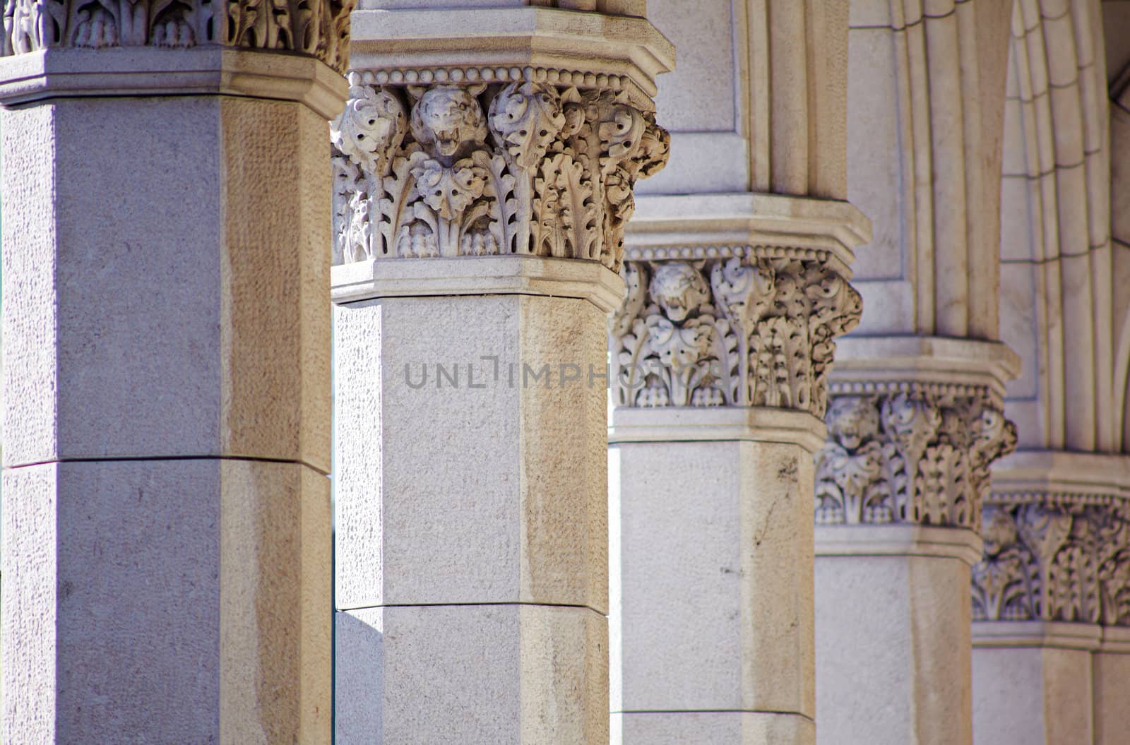 Detail of columns of the Trieste building