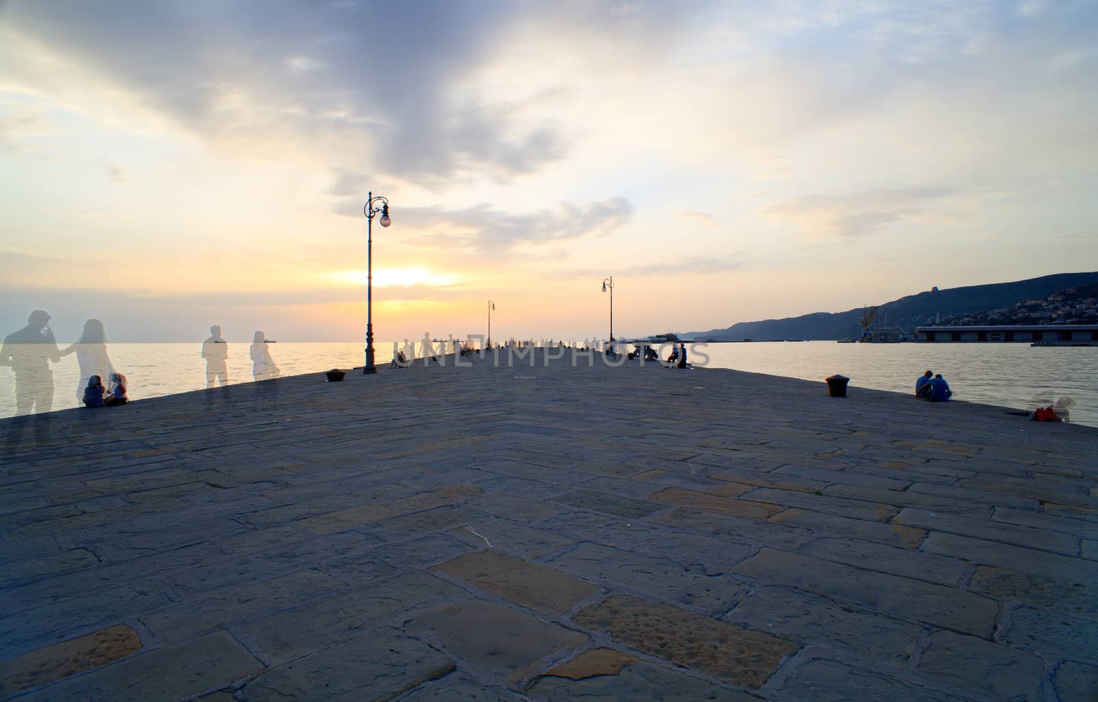 View of molo Audace at sunset, Trieste - Italy