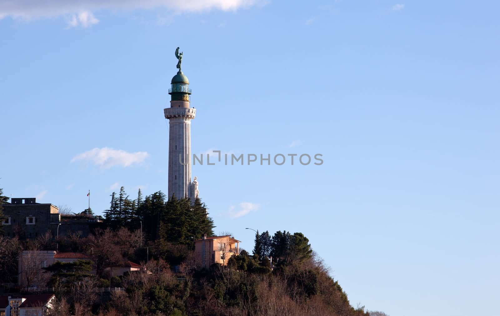 View of Lighthouse on the blue sky, Trieste - Italy