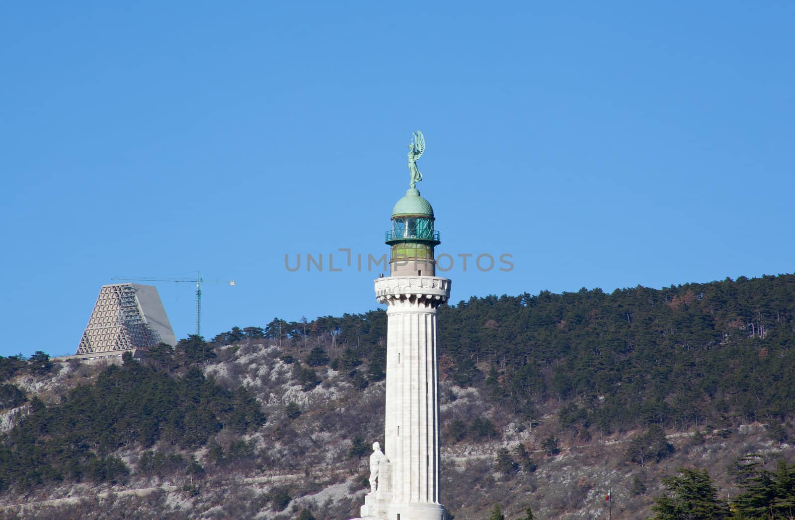 View of Lighthouse on the blue sky, Trieste - Italy