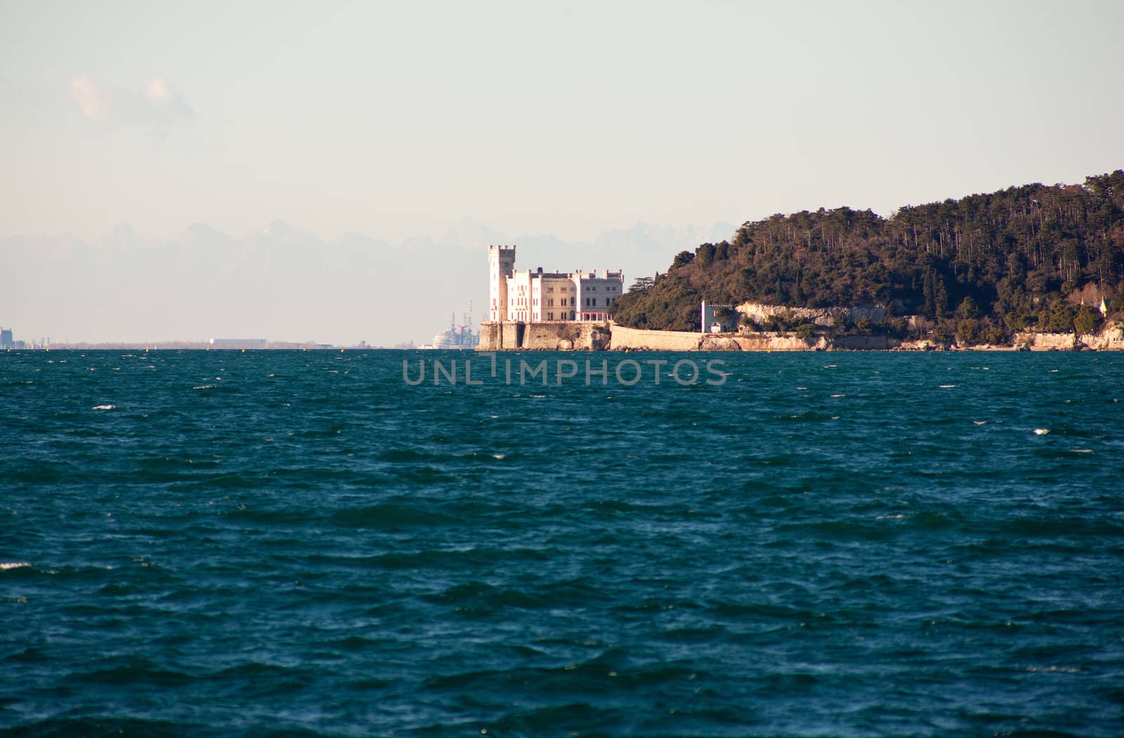 View of famous Miramare castle in Trieste - Italy