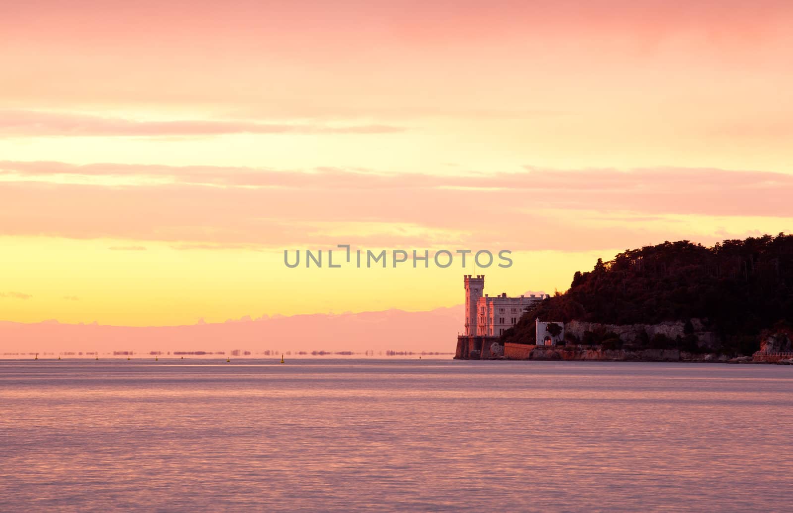 View of famous Miramare castle in Trieste - Italy