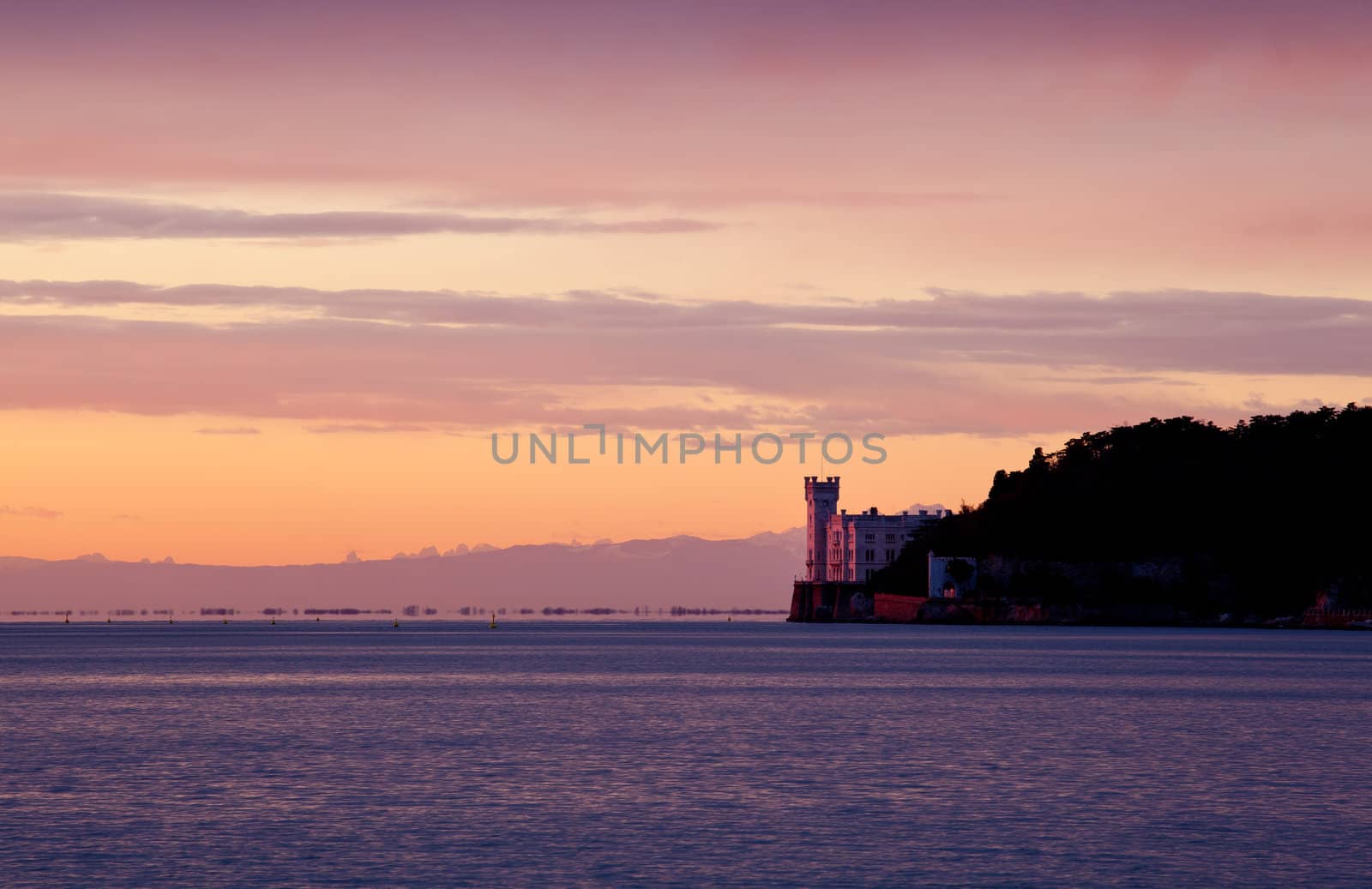 View of famous Miramare castle in Trieste - Italy