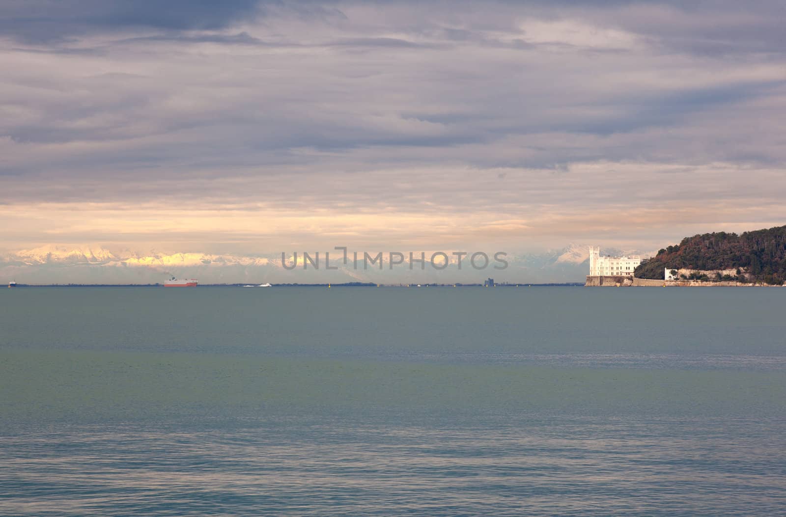 View of famous Miramare castle in Trieste - Italy
