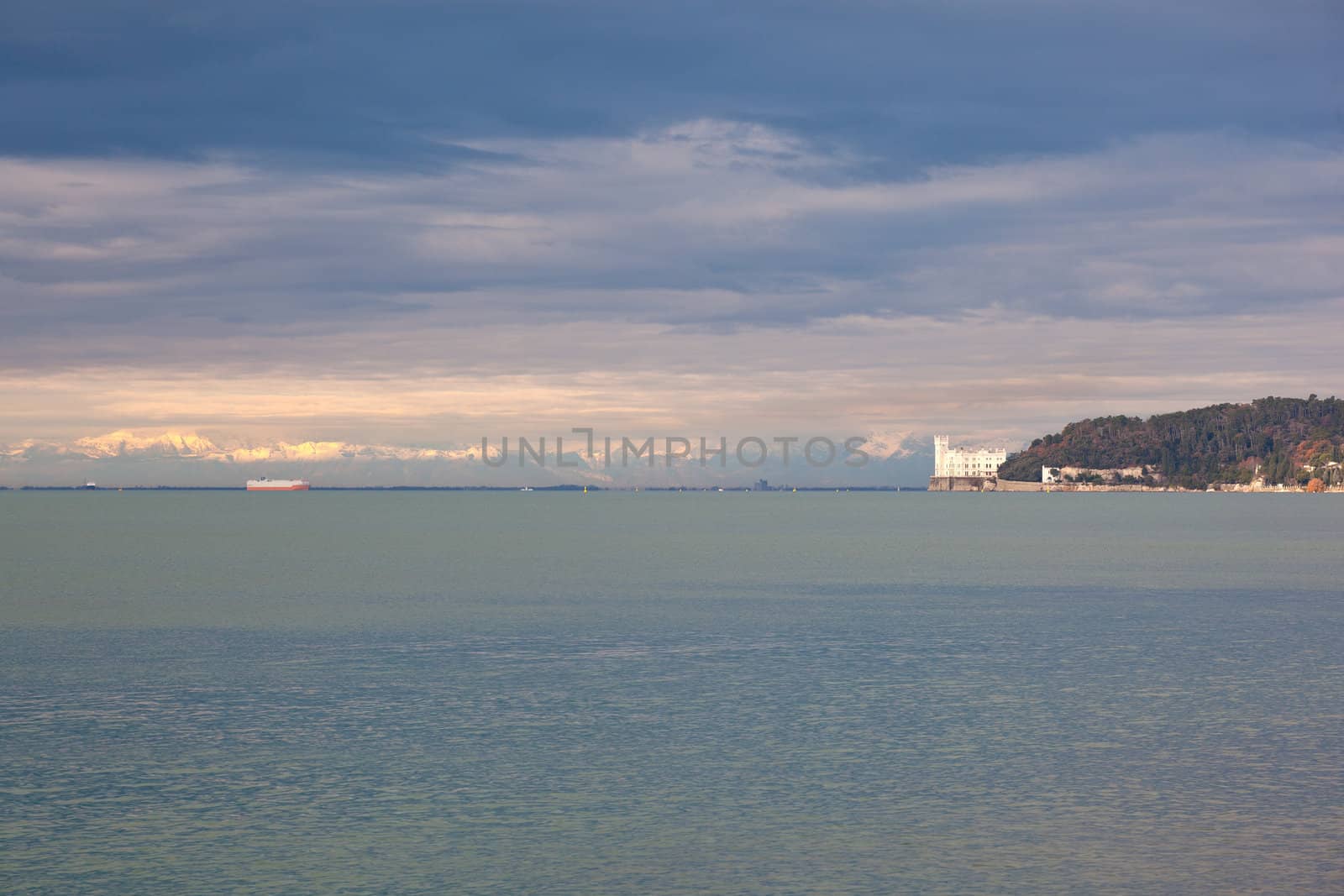 View of famous Miramare castle in Trieste - Italy