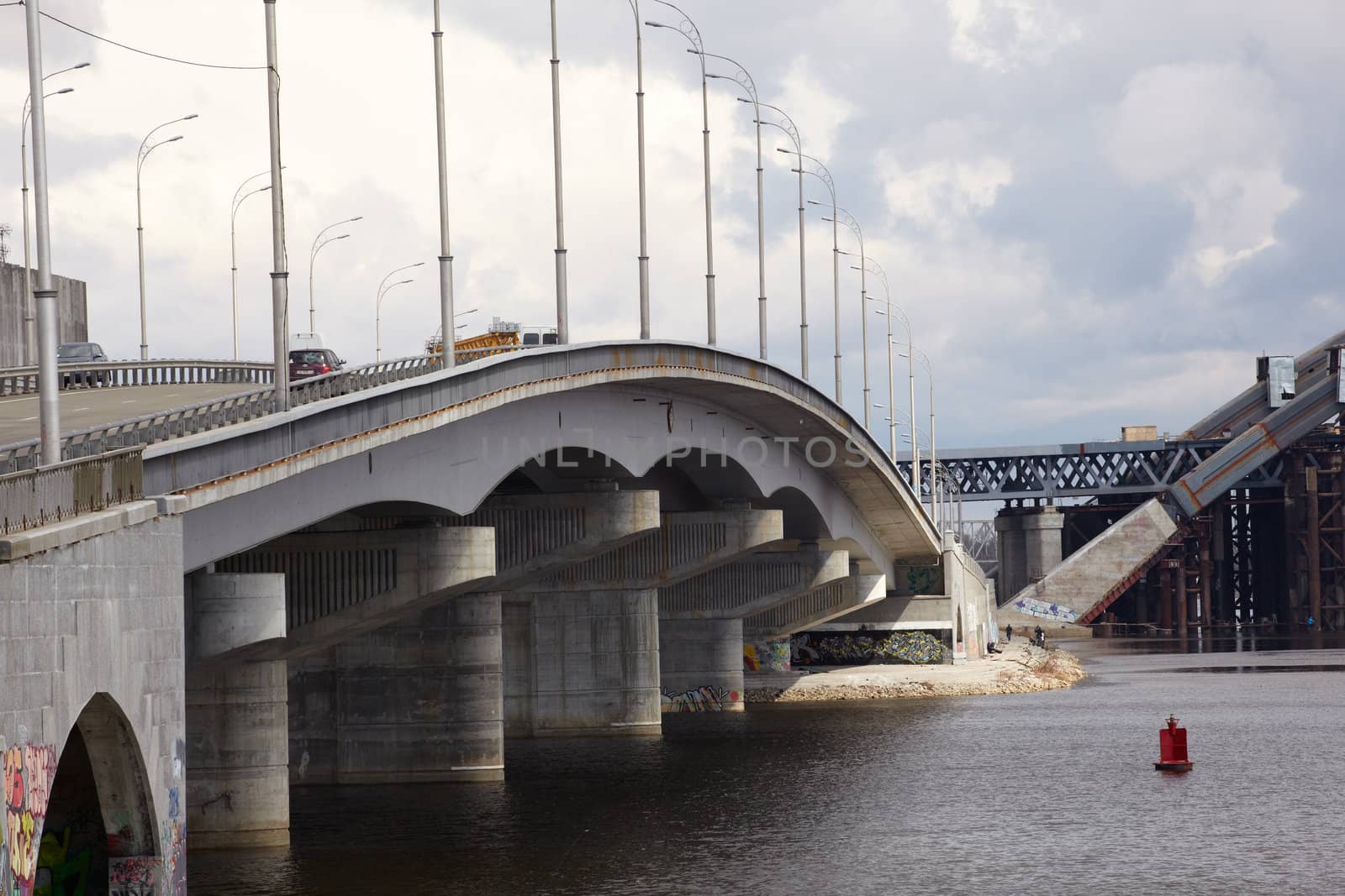 Bridge construction, Dnepr river in Kiev, Ukraine