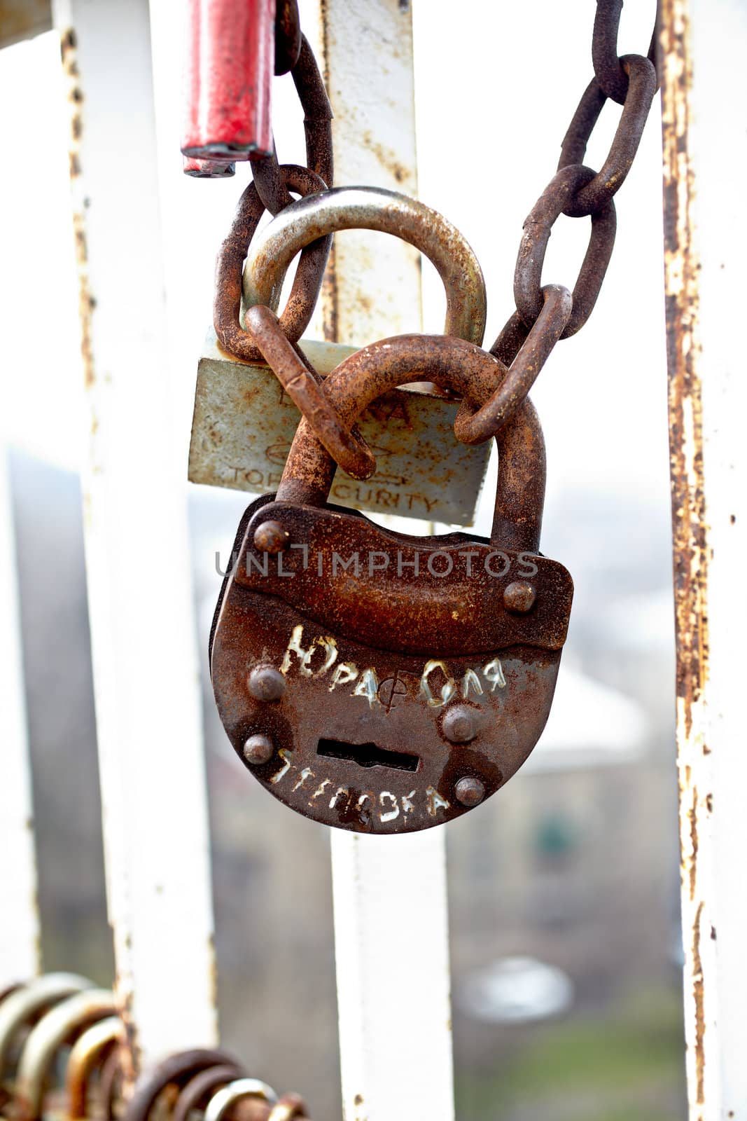 Bolt on the bridge, Kiev - Ukraine