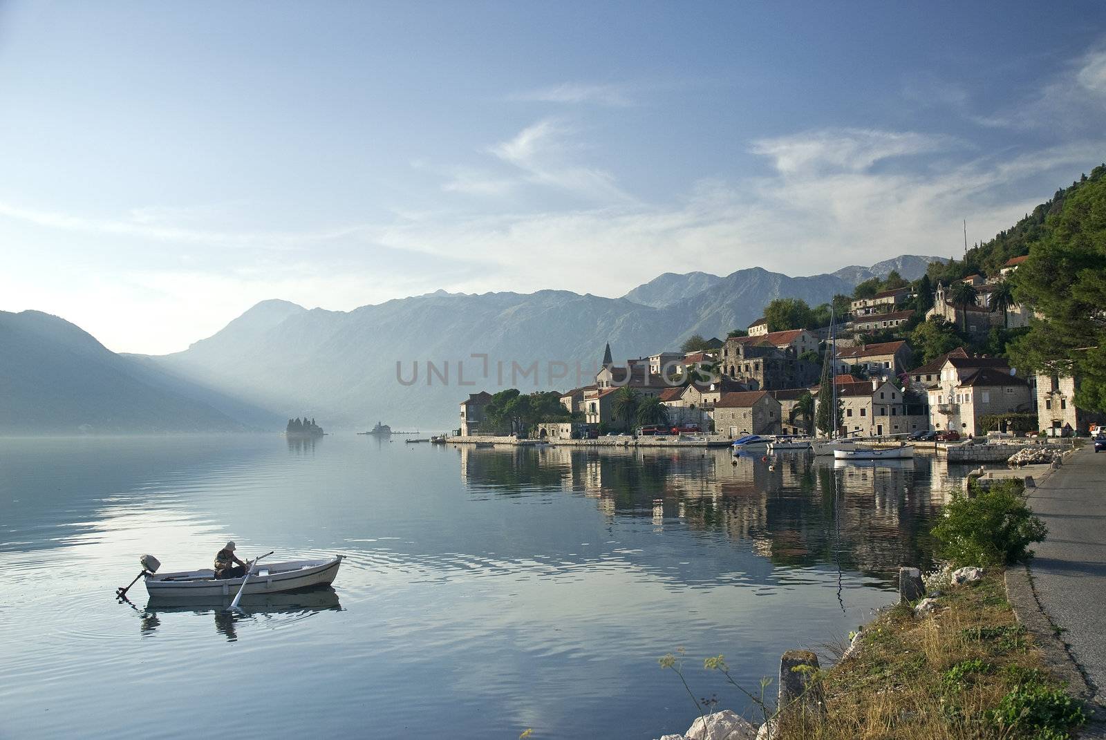 perast village by kotor bay in montenegro balkans