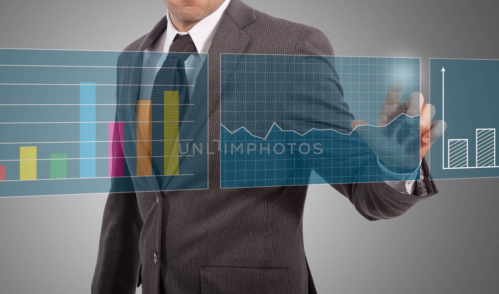 businessman touch graphs by matteobragaglio