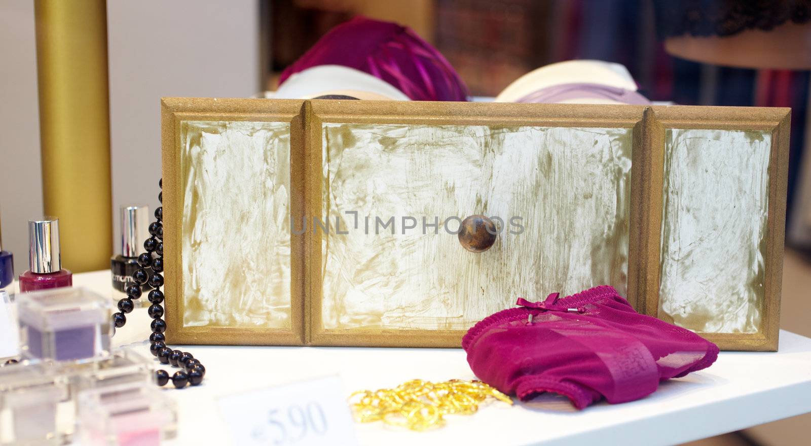 Panty and other women's clothing in a store