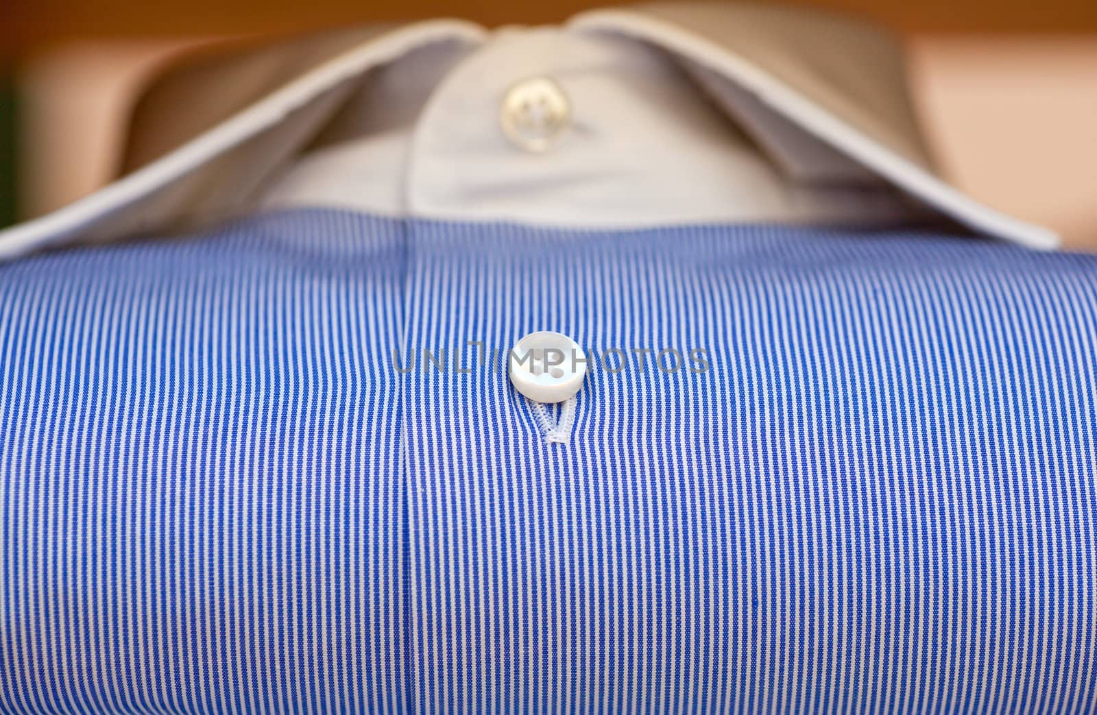 Close up of blue and white shirt