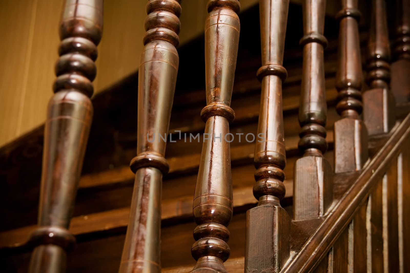 Wooden banister of home interior