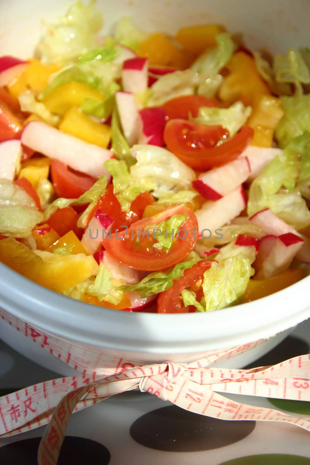 Bright salad. Diet food. background