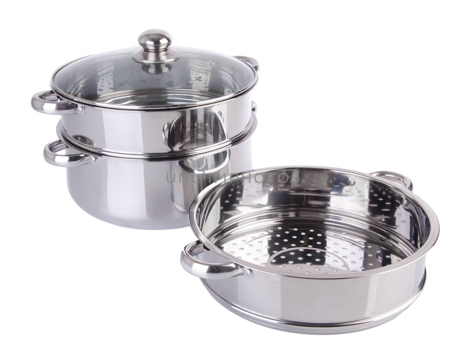 steamer pan on white background