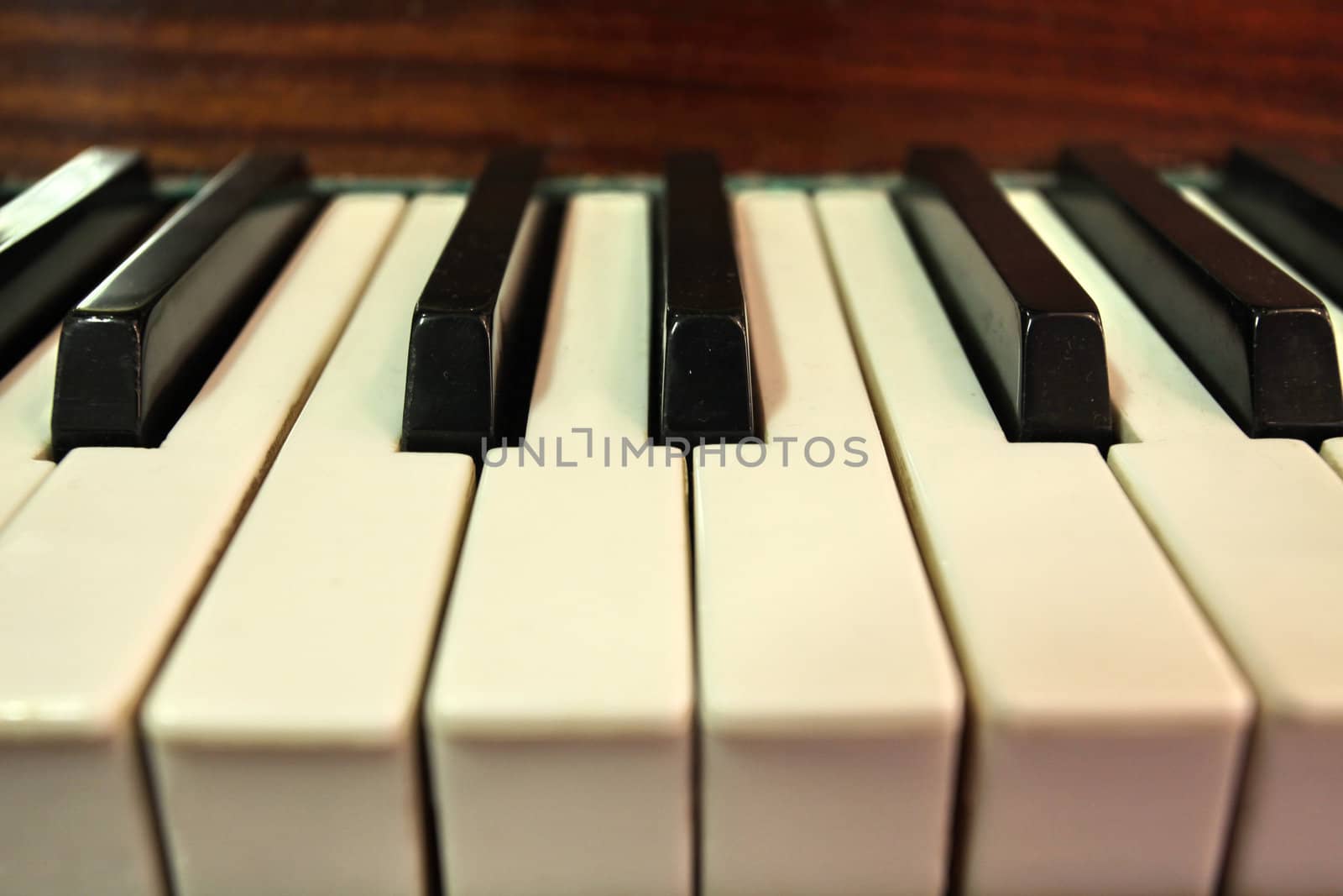 piano keys close to selected focus