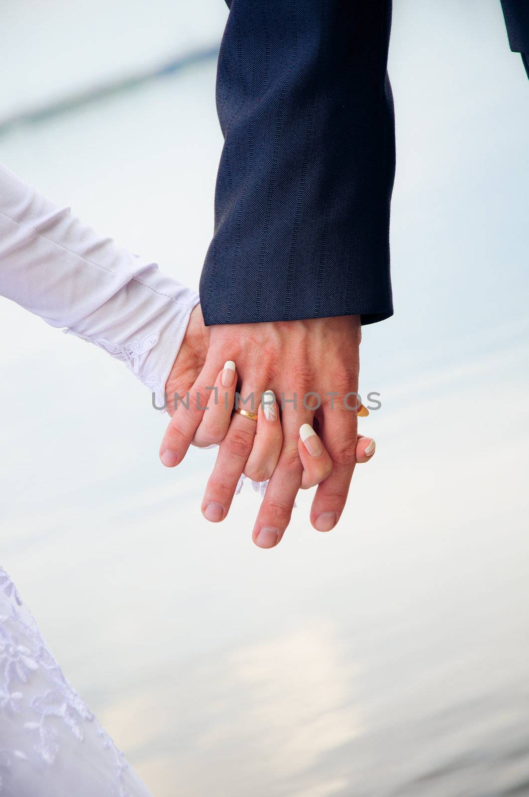 hand in hand. wedding couple