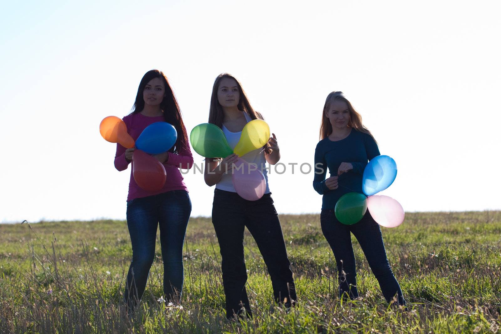 beautiful teenager  woman with a balloons outdoors by jannyjus