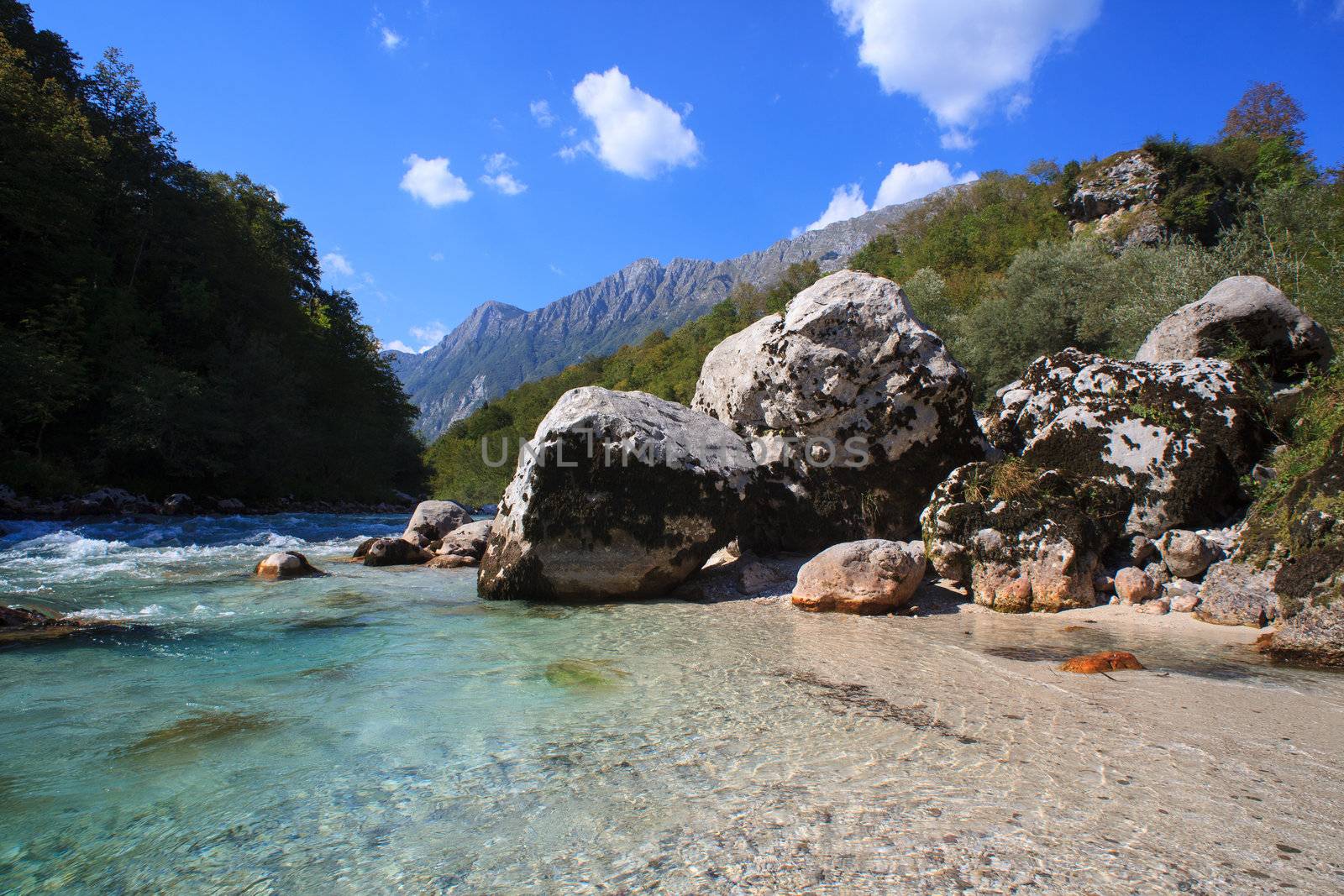 View of Soca river in Slovenia, Europe