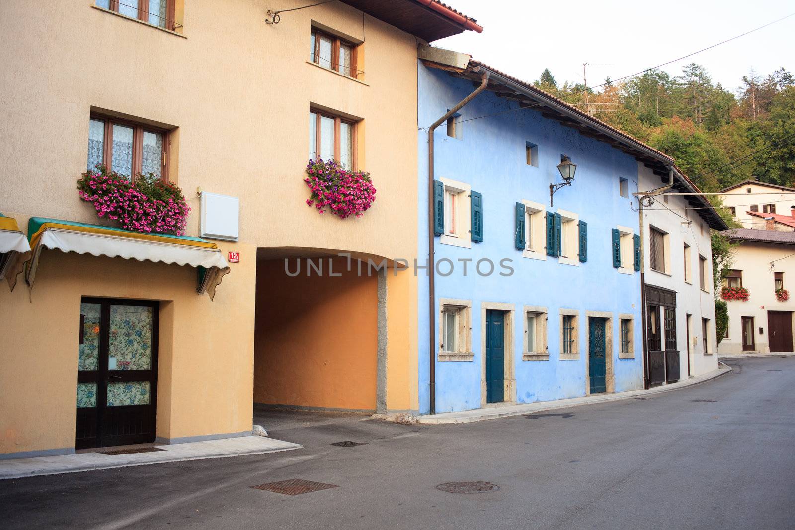 View of Kobarid, little town in Slovenia
