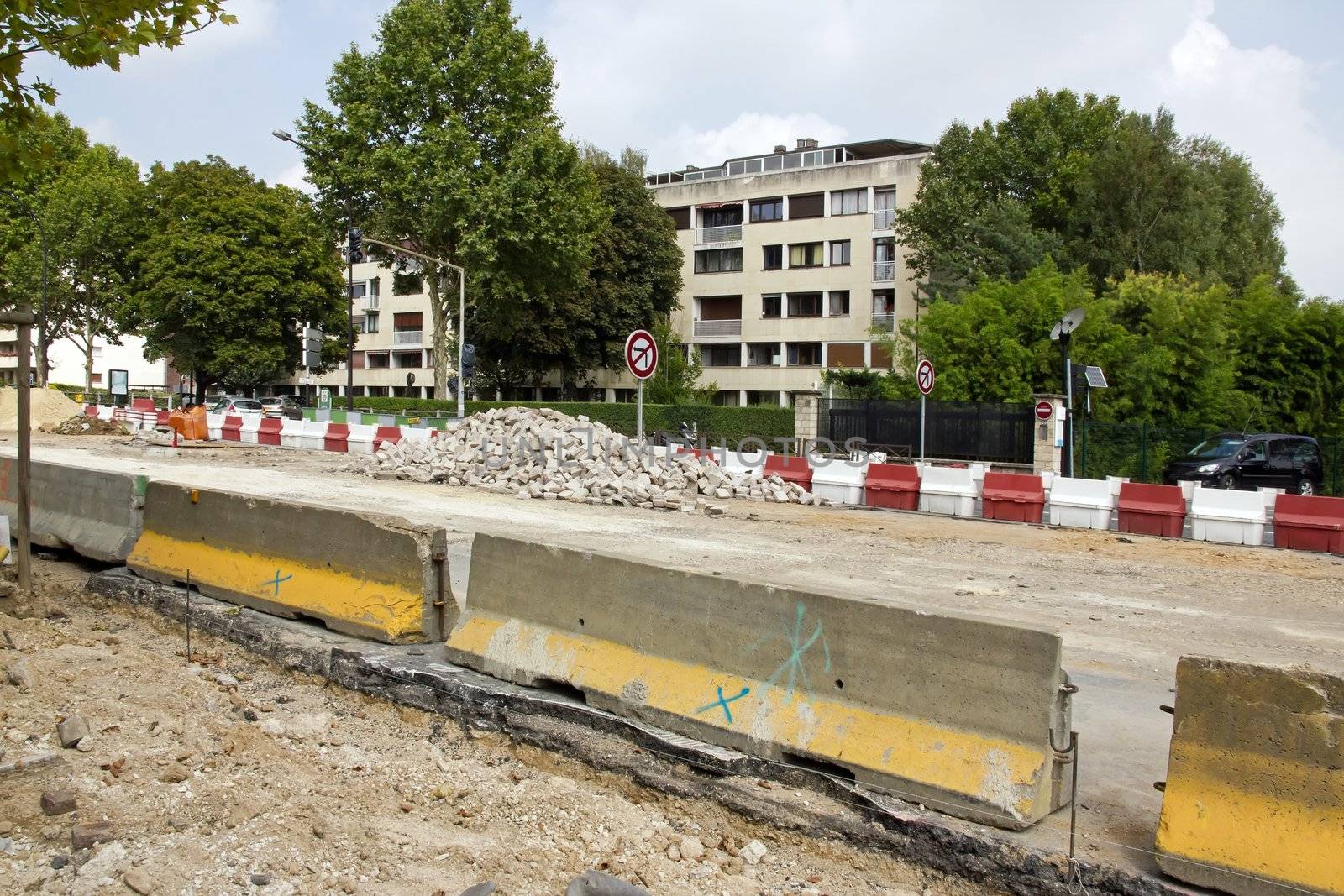 repair completes of a main road, suburb of Paris  France