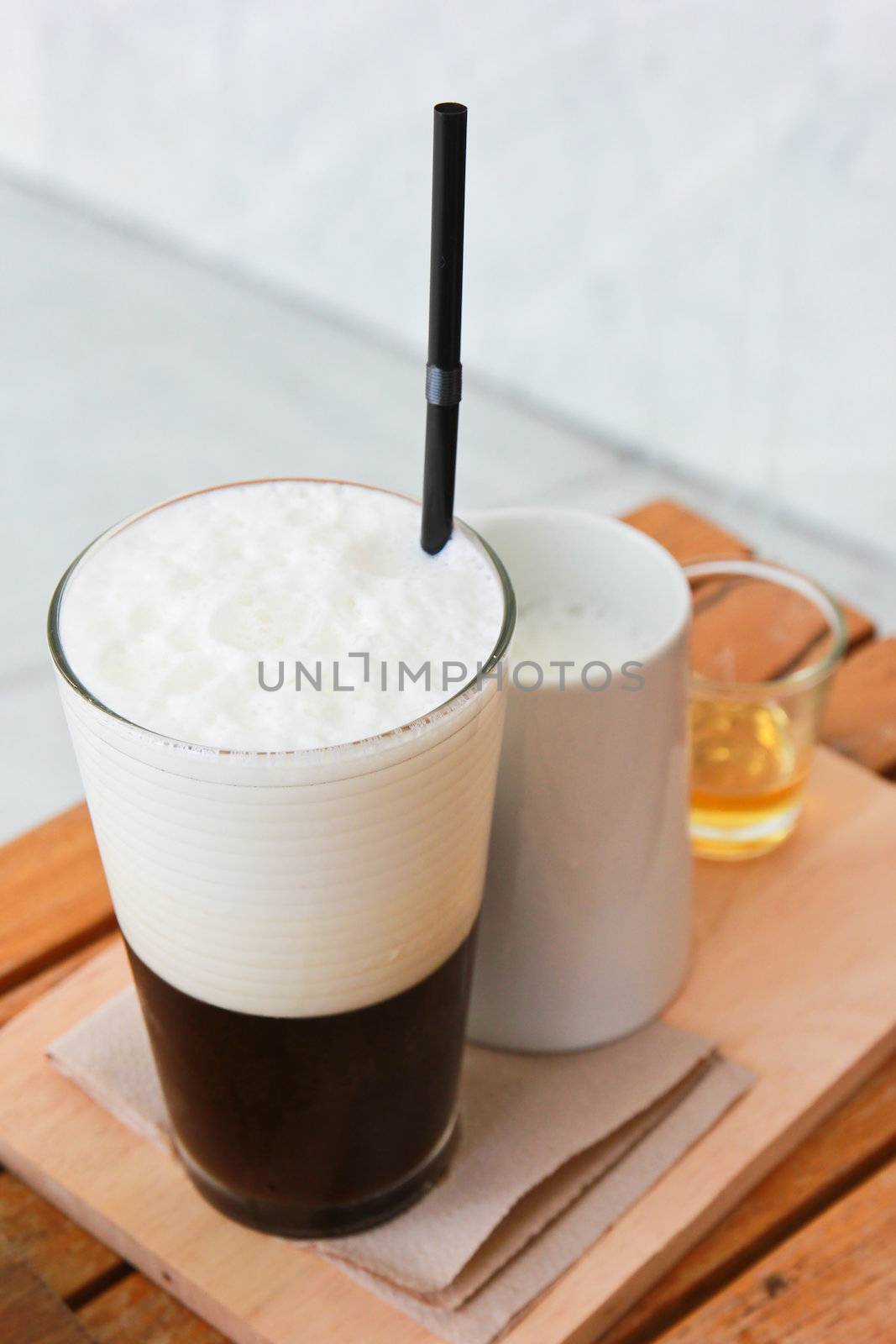 Jelly coffee for drink with milk and syrup by nuchylee