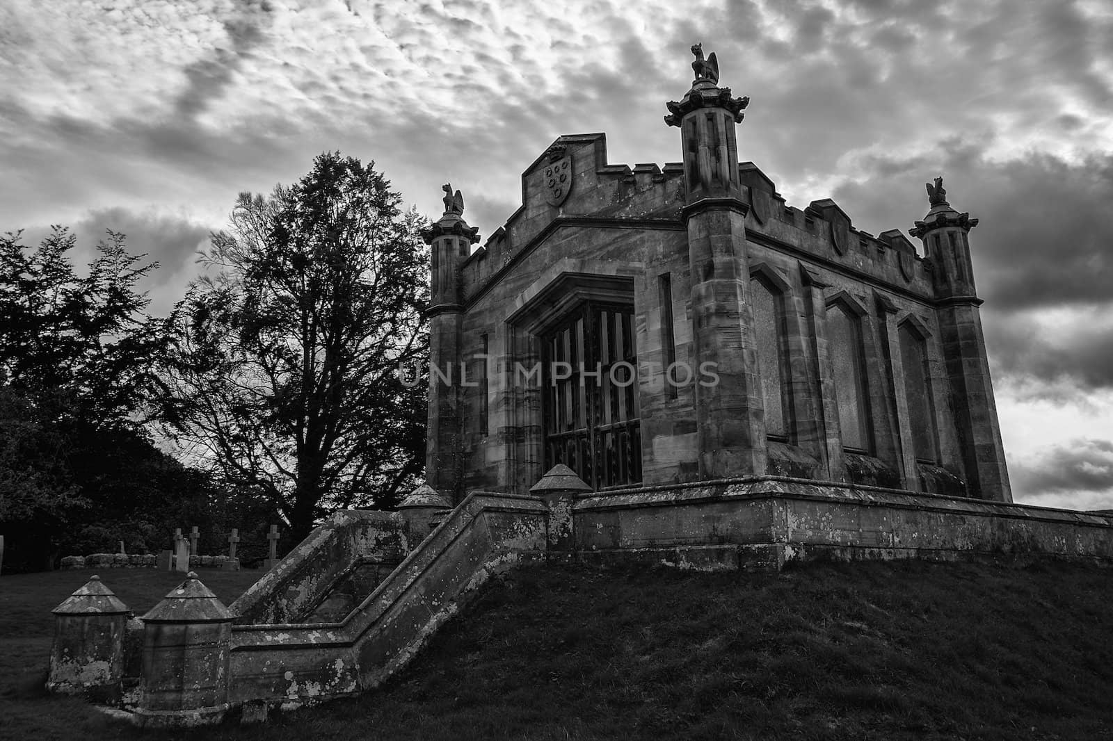 The mausoleum of William, Second Earl of Lowther, in the graveyard of St Michael's Church, Lowther, Cumbria, England UK