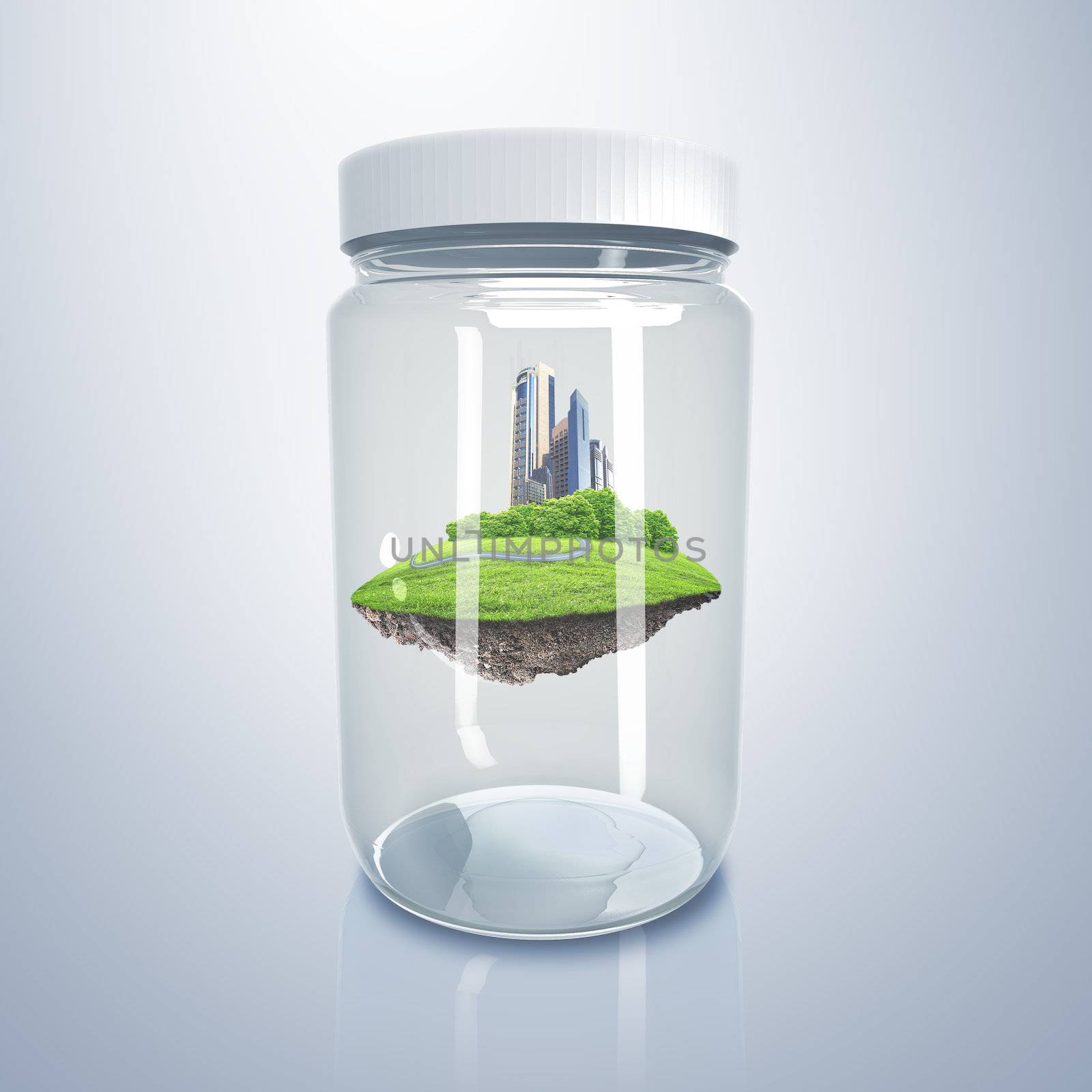 City inside a glass jar by sergey_nivens