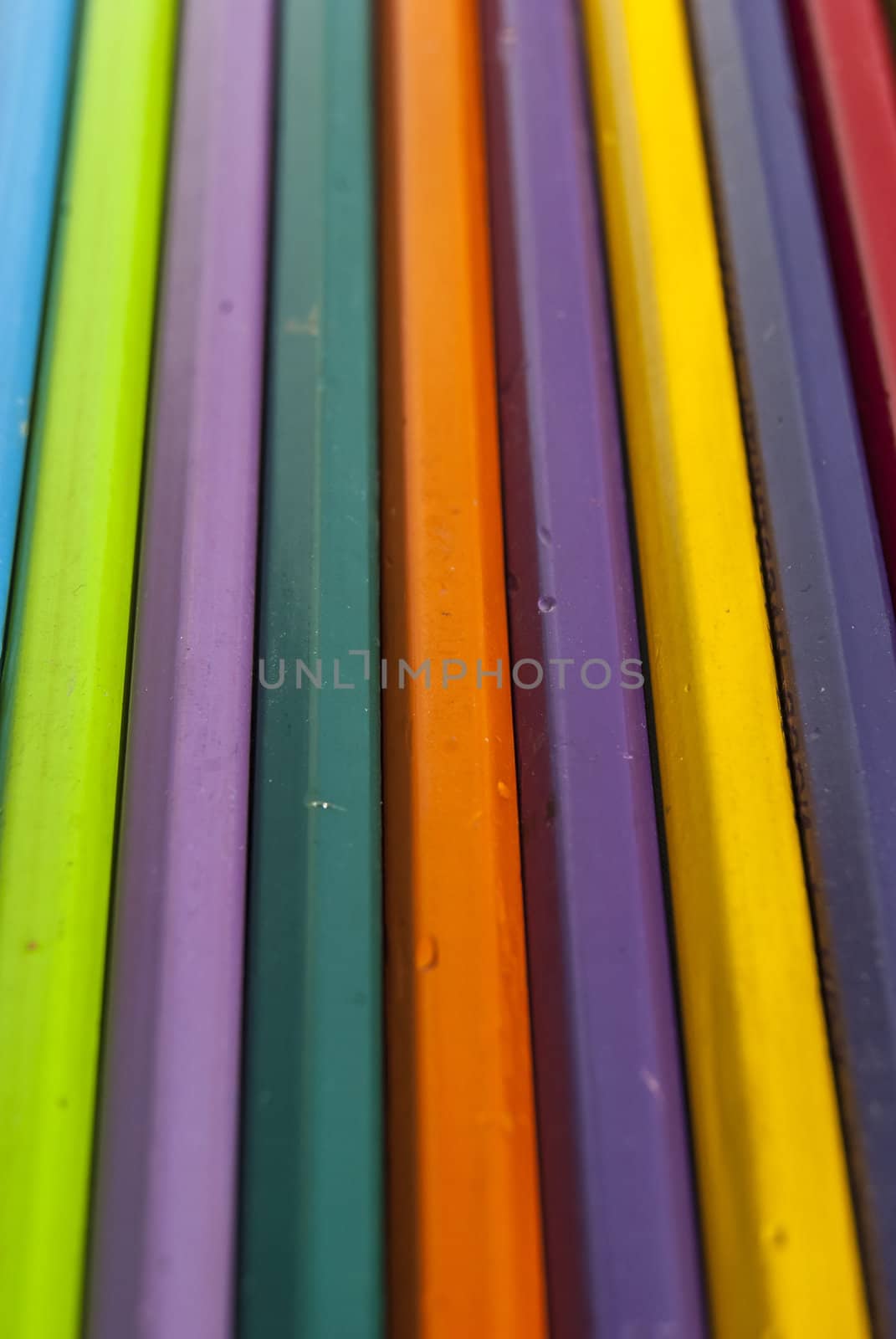 Used color pencils closeup by varbenov