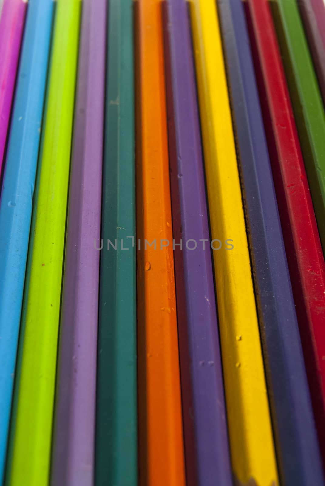 Used color pencils closeup by varbenov