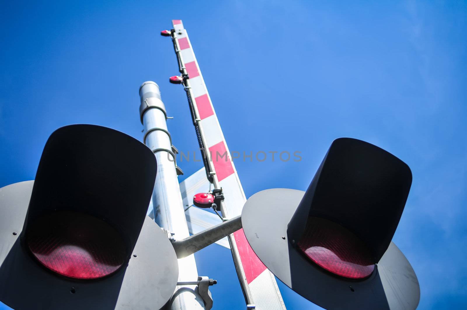 railroad crossing sign and gate by digidreamgrafix