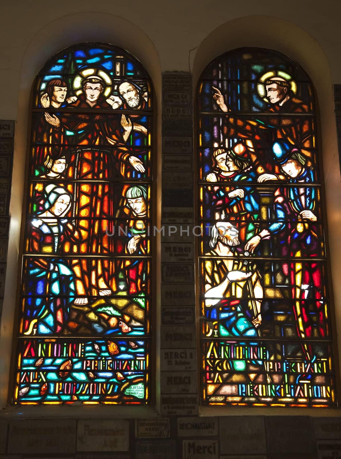 Notre Dame Cathedral Monk Stained Glass Saigon Vietnam by bill_perry